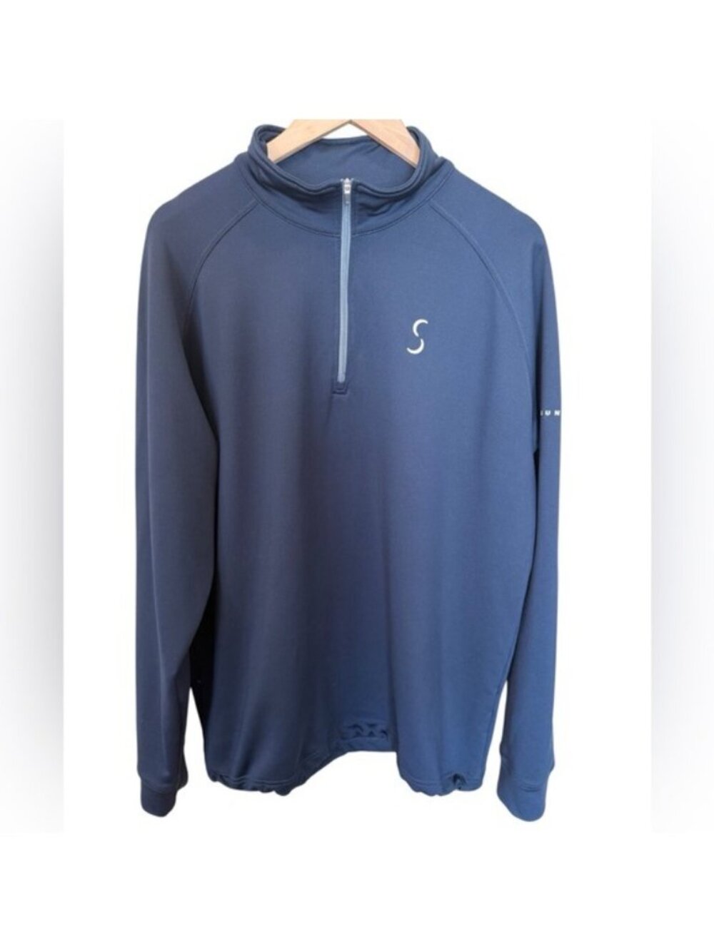 Dunning Golf Men’s Quarter Zip Pull Over Shirt Size XL Blue Corporate Logo Chest